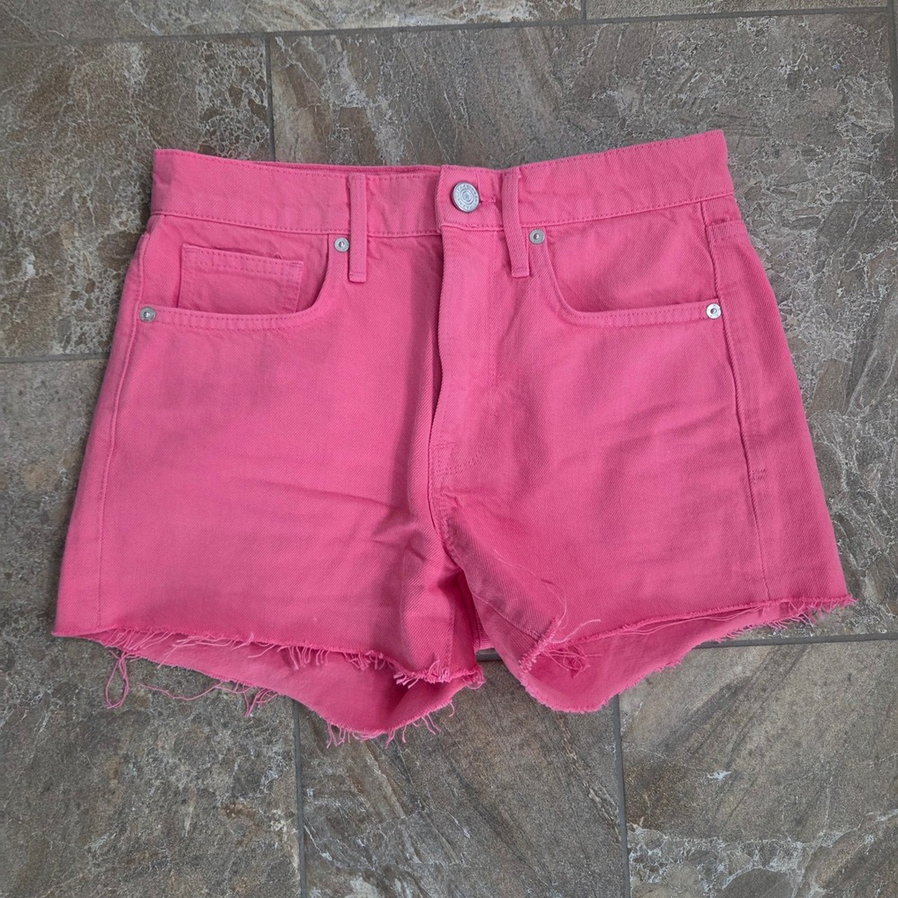 FRAME Le Brigette Short Hot Pink Denim Cutoff Shorts Size 24 LBGSHRF728